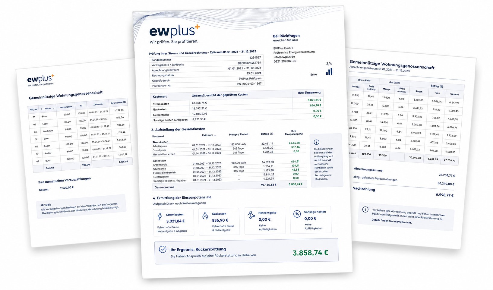 EWPlus Prüfbericht Stack – mehrseitiger Bericht mit detaillierter Fehleranalyse